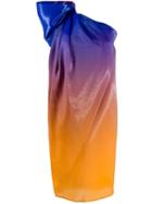 Halpern Ombre One Shoulder Dress - Blue