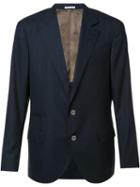 Brunello Cucinelli Two-buttons Notched Lapel Blazer, Men's, Size: 52, Blue, Wool/silk
