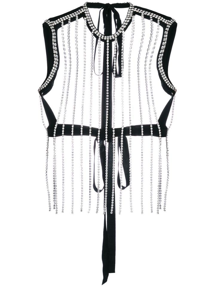 Christopher Kane Crystal Fringe Top - Black