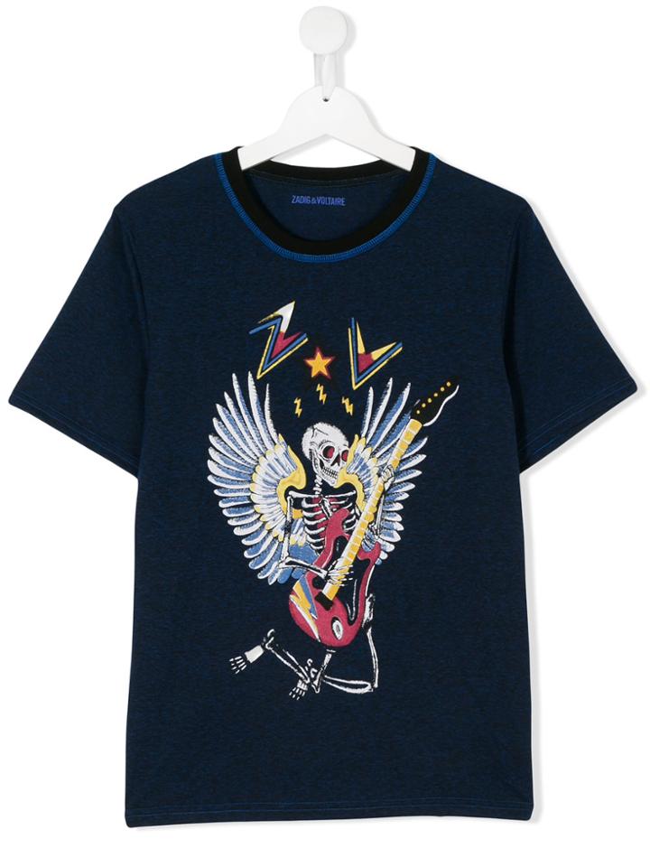 Zadig & Voltaire Kids Teen Skeleton Print T-shirt - Blue
