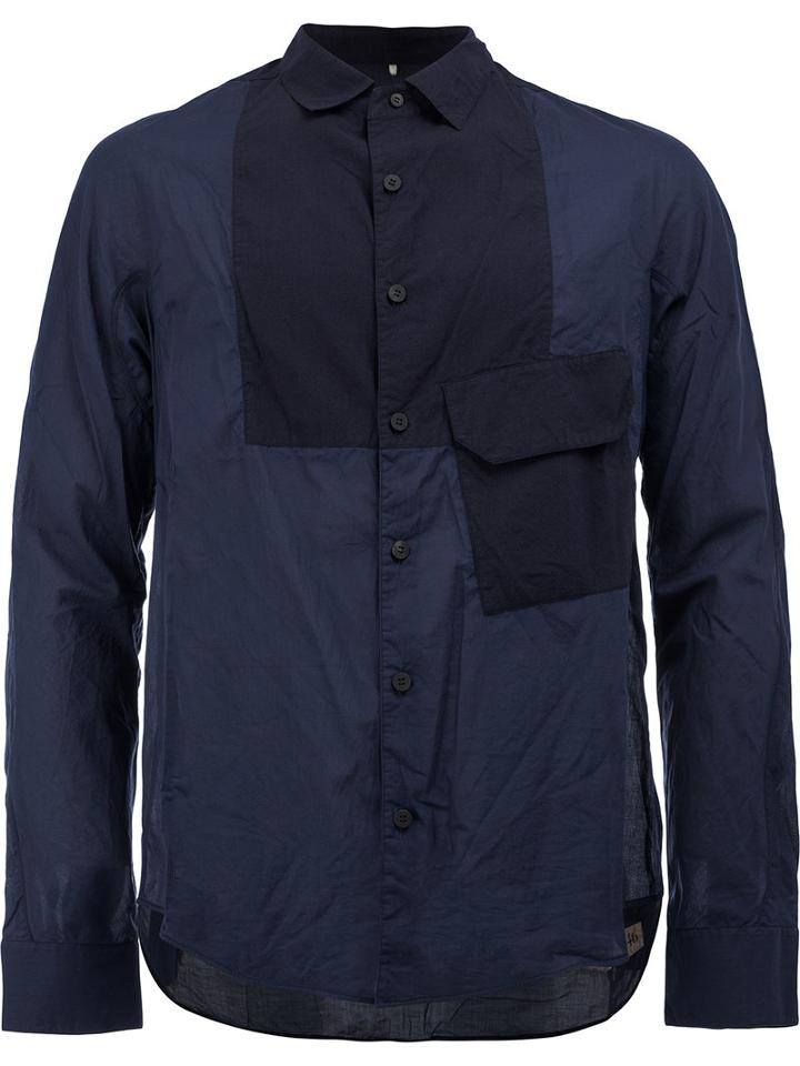 Ziggy Chen Slit Sides Shirt, Size: 52, Blue, Cotton