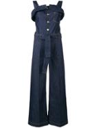 7 For All Mankind Folded Panel Denim Jumpsuit - Blue