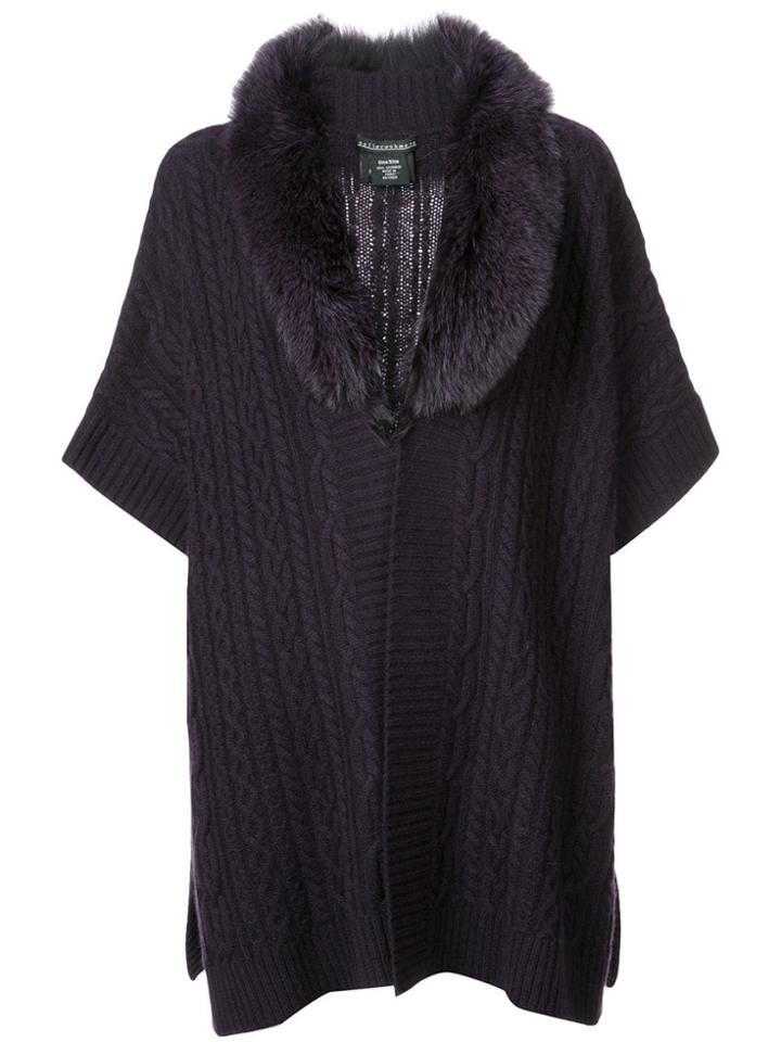 Sofia Cashmere Fur Collar Cardigan - Purple