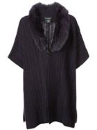 Sofia Cashmere Fur Collar Cardigan - Purple