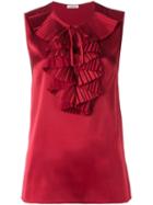 P.a.r.o.s.h. Sleeveless Ruffle Blouse, Women's, Size: Medium, Red, Polyester