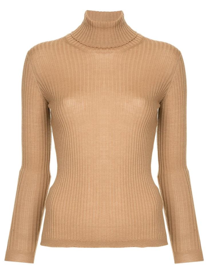 Seya. Ribbed Turtle Neck Jumper - Brown