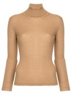 Seya. Ribbed Turtle Neck Jumper - Brown