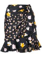 Self-portrait Floral Print Ruffled Mini Skirt - Black