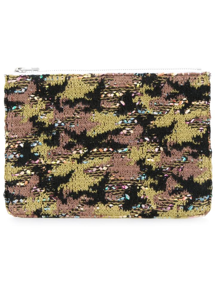 Coohem Knit Tweed Camouflage Pouch - Green
