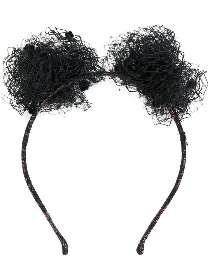 Maison Michel Mesh Pom Pom Hairband - Black