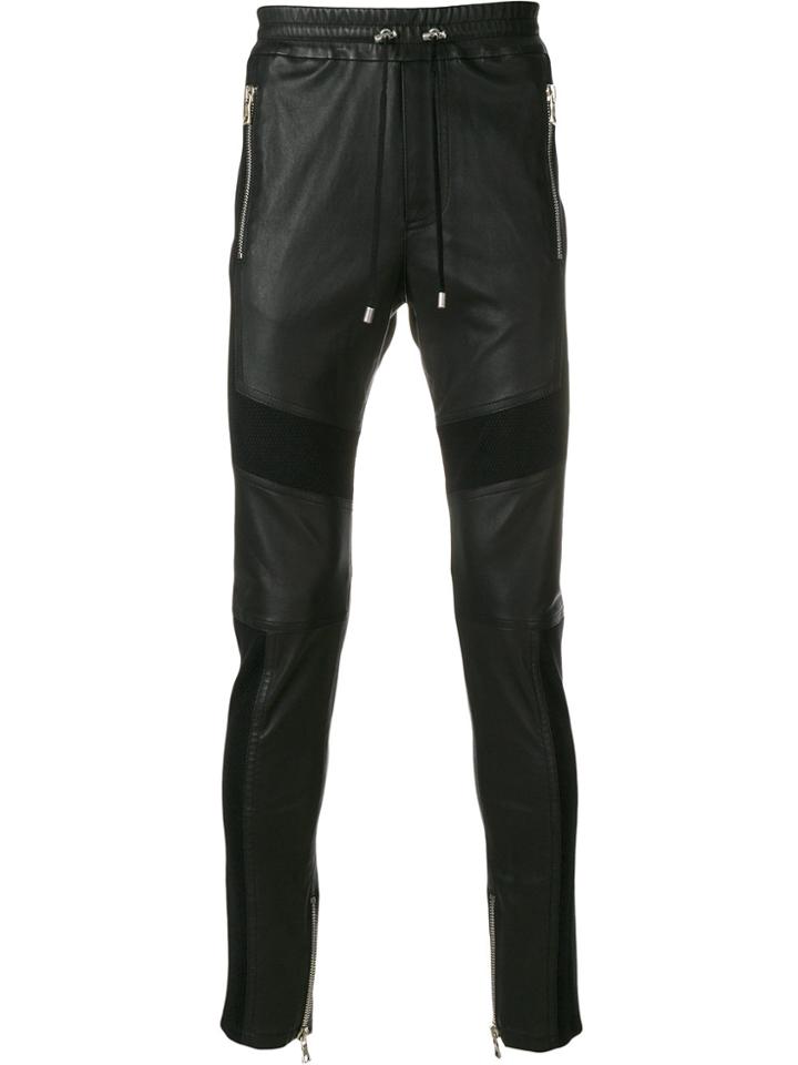 Balmain Elasticated Waist Biker Trousers - Black