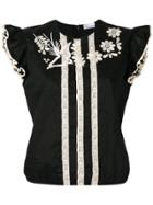 Red Valentino Embroidered Floral Blouse - Black