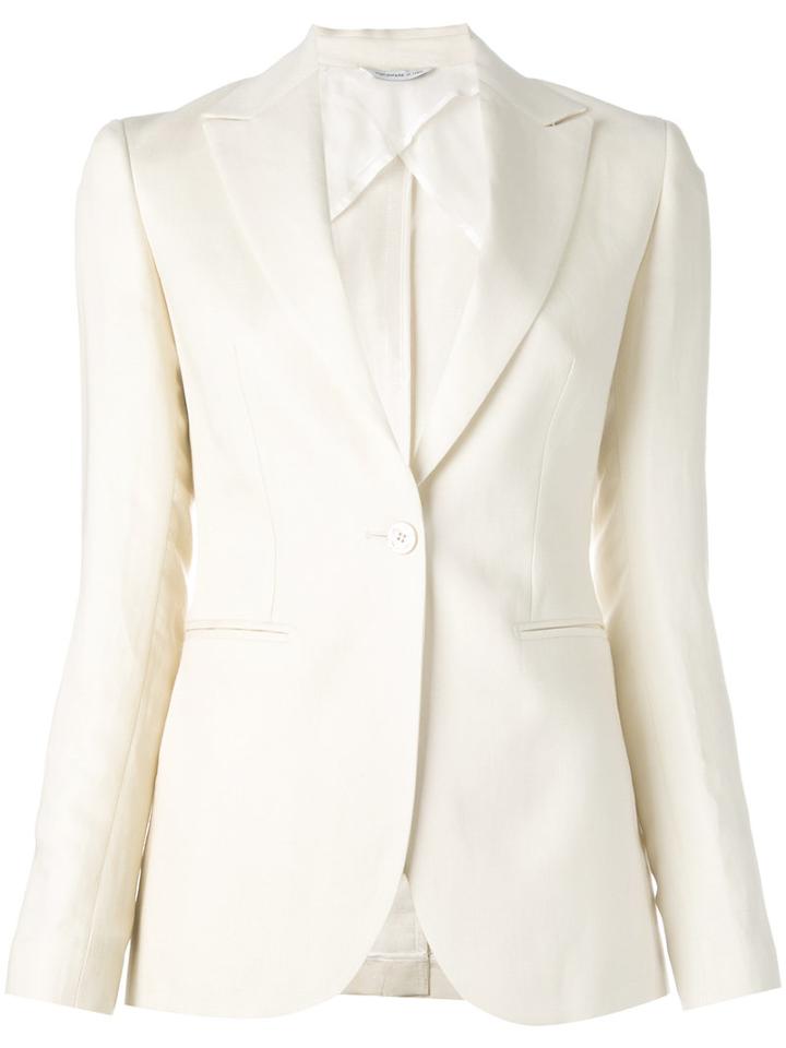 Tonello - One Button Blazer - Women - Cotton/linen/flax/polyester/virgin Wool - 46, White, Cotton/linen/flax/polyester/virgin Wool