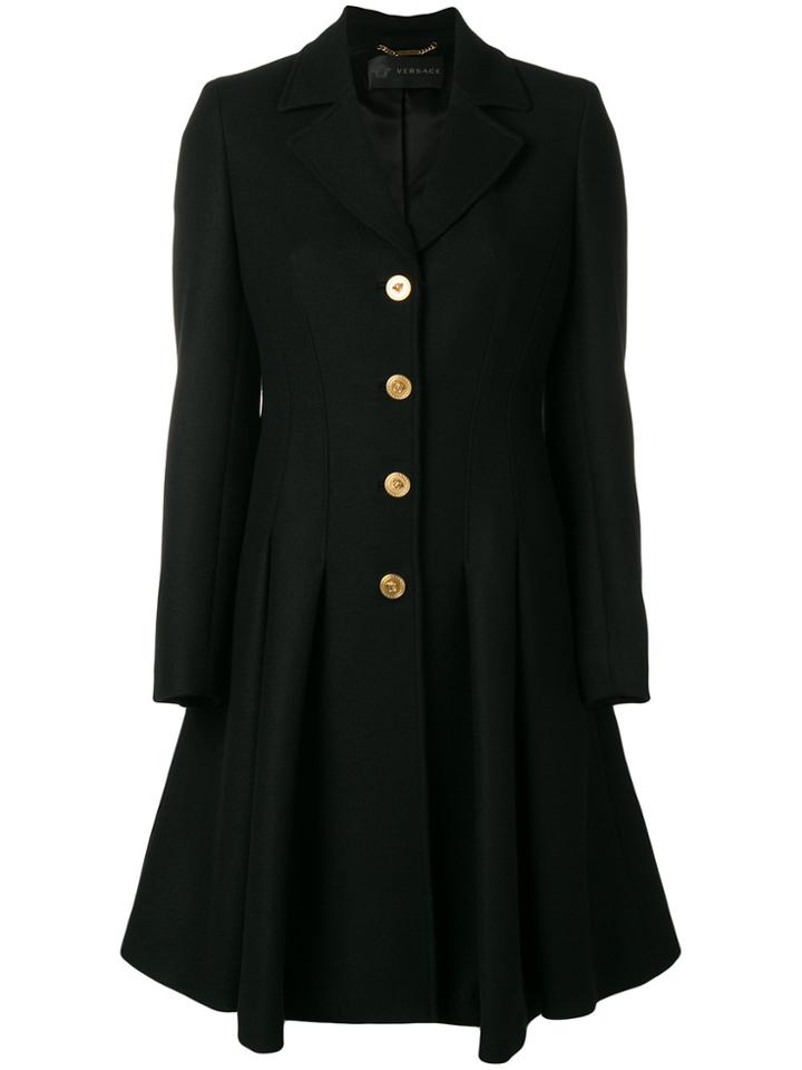 Versace Medusa Pleated Coat - Black