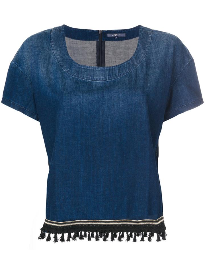 7 For All Mankind Tassel Detail Denim Top - Blue