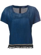 7 For All Mankind Tassel Detail Denim Top - Blue