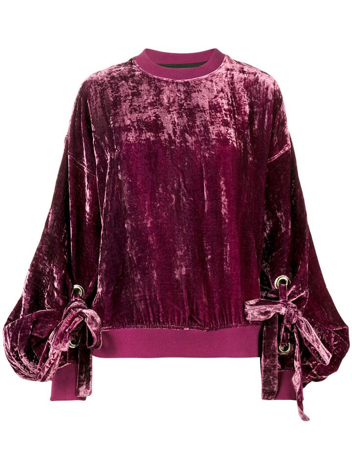 Y / Project - Crushed Velvet Sweatshirt - Women - Silk/viscose - Xs, Pink/purple, Silk/viscose