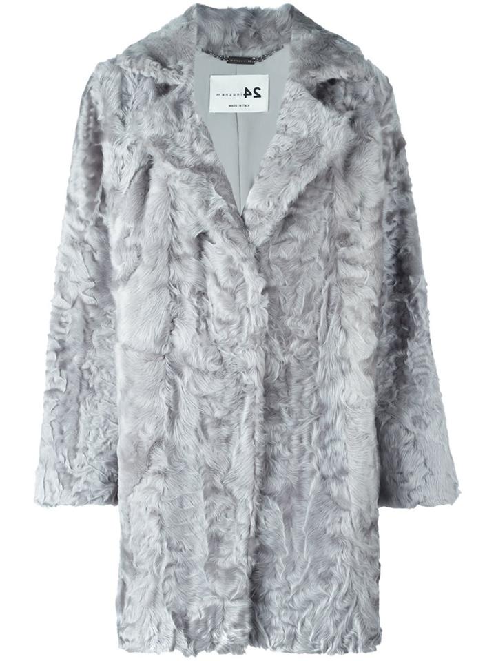 Manzoni 24 Notch Collar Fur Coat - Grey