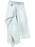Faith Connexion Asymmetric Shirt Tied Skirt, Women's, Size: Xs, Blue, Cotton