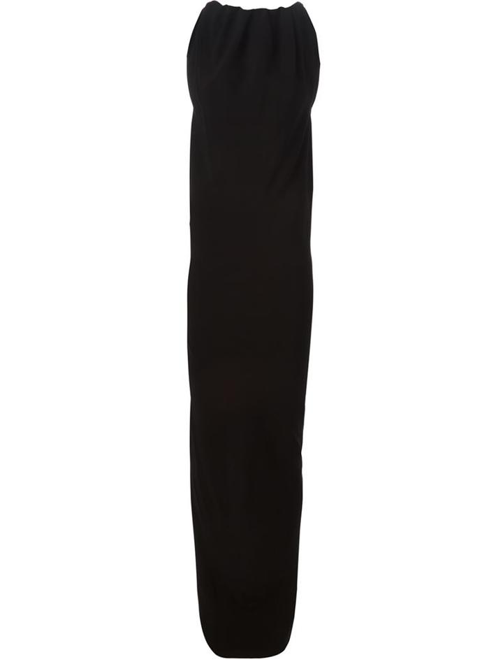 Rick Owens Ruched Maxi Dress, Women's, Size: 42, Black, Acetate/viscose