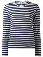 Comme Des Garçons Play Striped Long Sleeve T-shirt, Women's, Size: Medium, Blue, Cotton