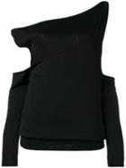 Balmain Off The Shoulder Cut Out Top, Women's, Size: 36, Black, Viscose