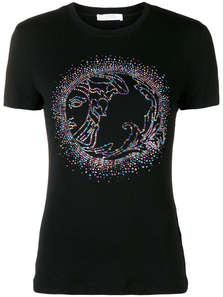 Versace Collection Embellished Medusa T-shirt - Black