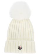 Moncler Ribbed Pom Pom Hat - White