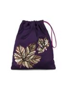 Attico Leaf Embroidered Pouch - Pink & Purple