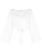 Sara Battaglia Wrap Front Crop Top - White
