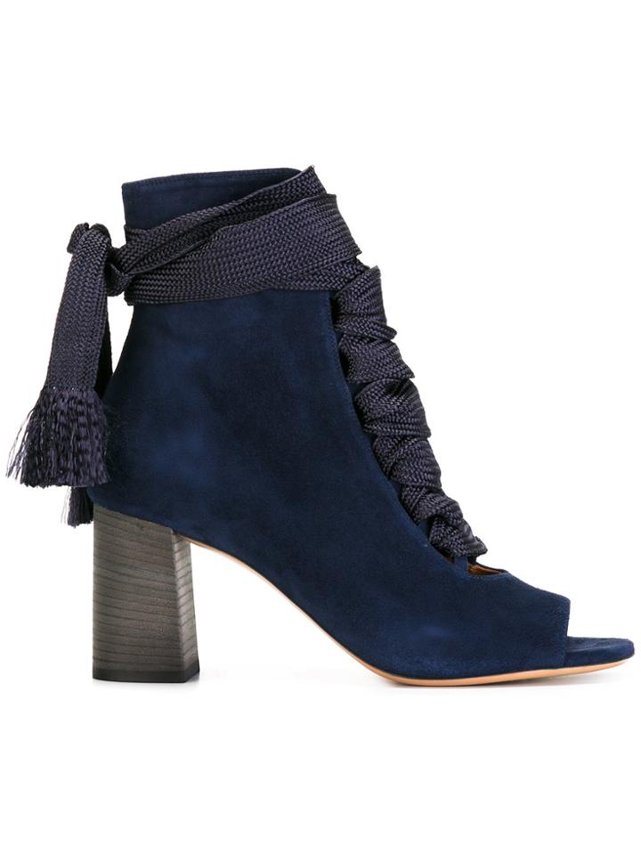 Chloé Harper Peep-toe Booties - Blue