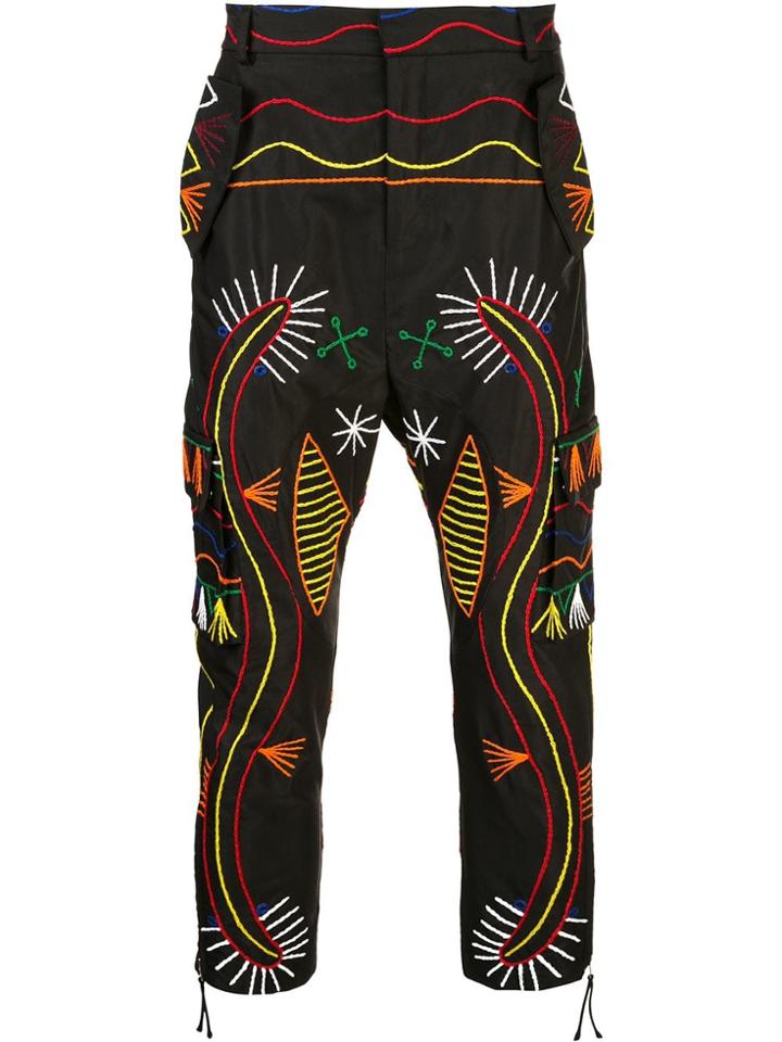 Prabal Gurung Embroidered Cargo Trousers - Black