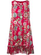 Dondup Floral Print Odile Dress, Women's, Size: 42, Red, Cotton/viscose/cupro/spandex/elastane