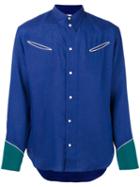 Umit Benan Western Shirt, Men's, Size: 50, Blue, Linen/flax