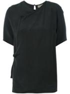 Tony Cohen - Draped T-shirt - Women - Silk - 38, Women's, Black, Silk
