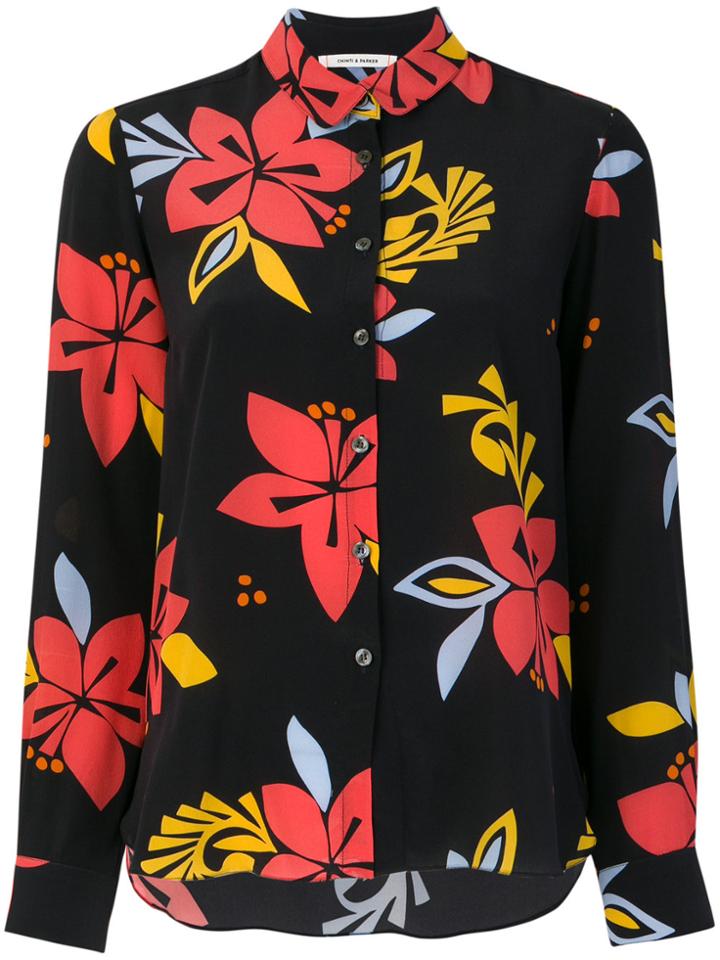 Chinti & Parker Hibiscus Print Classic Shirt - Black