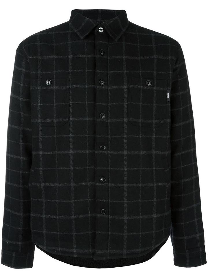 Edwin Checked Shirt Jacket, Men's, Size: Small, Black, Polyester/wool/other Fibers