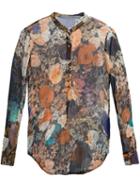 Raquel Allegra Floral Print Shirt, Women's, Size: 0, Orange, Silk