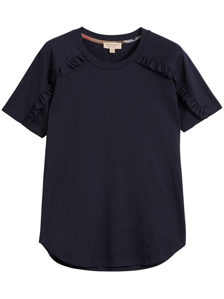 Burberry Ruffle Detail T-shirt - Blue