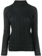 Pleats Please By Issey Miyake Pleated Roll Neck Sweatshirt - Black