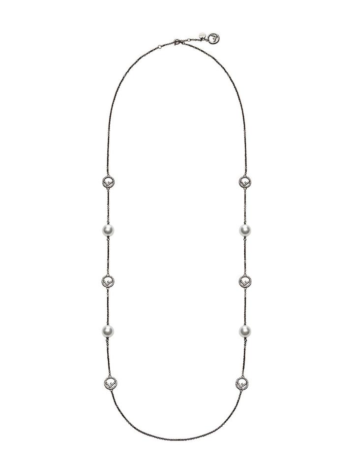Fendi Logo Charm Chain Necklace - F18a5-ruthenium Ultra Blac