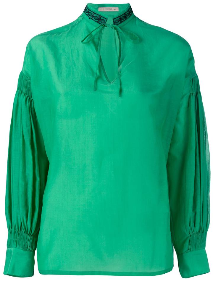 Etro - Shift Blouse - Women - Silk/cotton - 40, Green, Silk/cotton