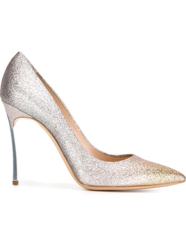 Casadei Blade Pumps, Women's, Size: 39, Grey, Metallic Fibre/leather