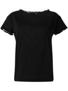 Love Moschino - Pom Pom Trim Logo T-shirt - Women - Cotton - 40, Black, Cotton