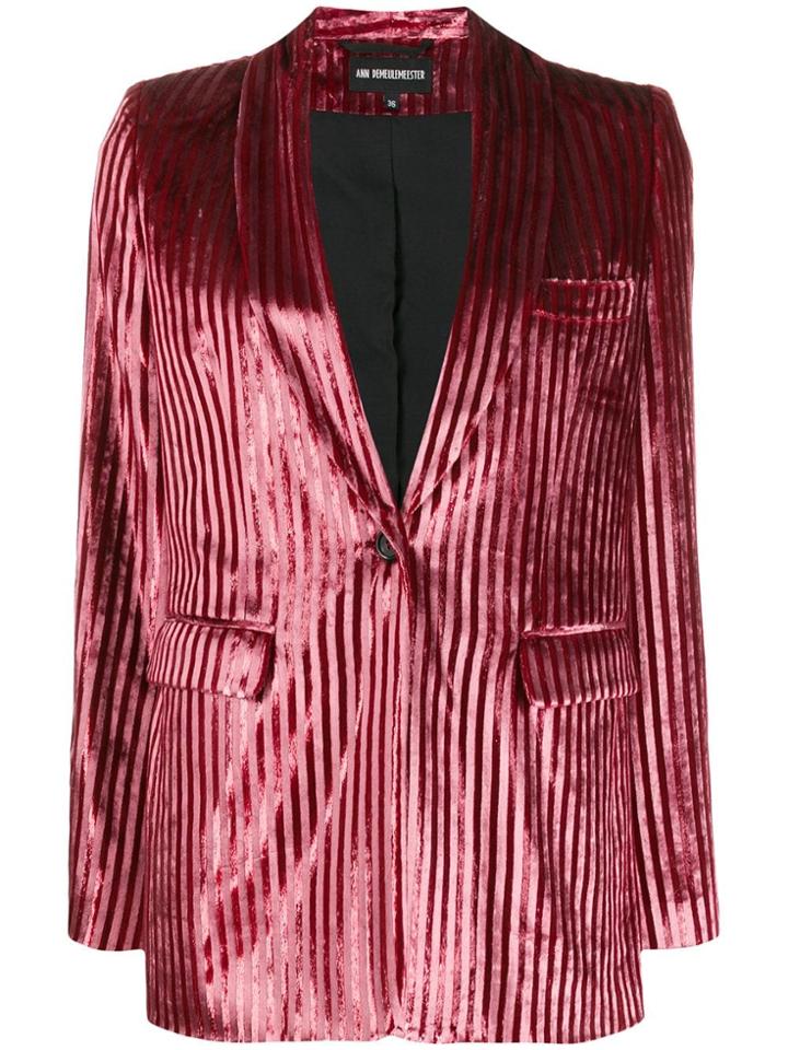 Ann Demeulemeester Striped Single-breasted Blazer - Pink