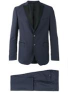 Tonello Contrast Lapel Suit, Men's, Size: 54, Blue, Virgin Wool/cupro