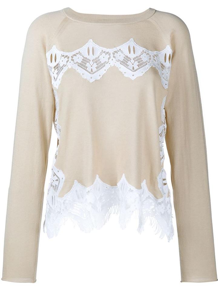 Chloé Lace Insert Jumper, Women's, Size: Medium, Nude/neutrals, Silk/cotton