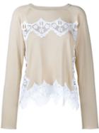 Chloé Lace Insert Jumper, Women's, Size: Medium, Nude/neutrals, Silk/cotton