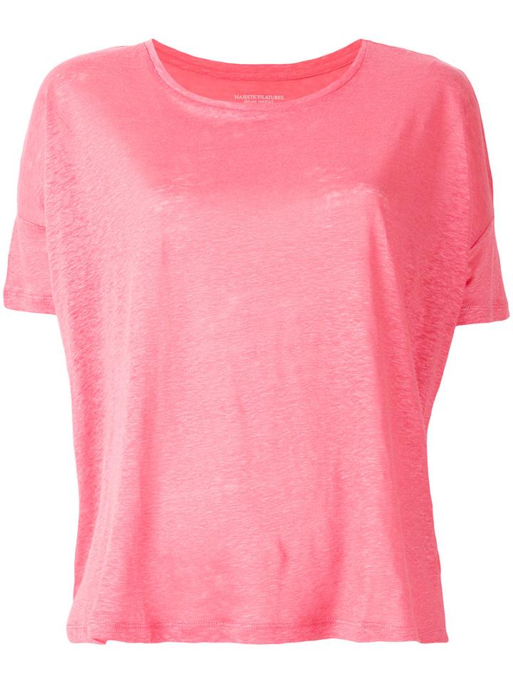 Majestic Filatures Plain T-shirt, Women's, Size: 3, Pink/purple, Linen/flax