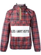 K-way X Les Artist Logo Print Checked Jacket, Adult Unisex, Size: Large, Red, Polyester